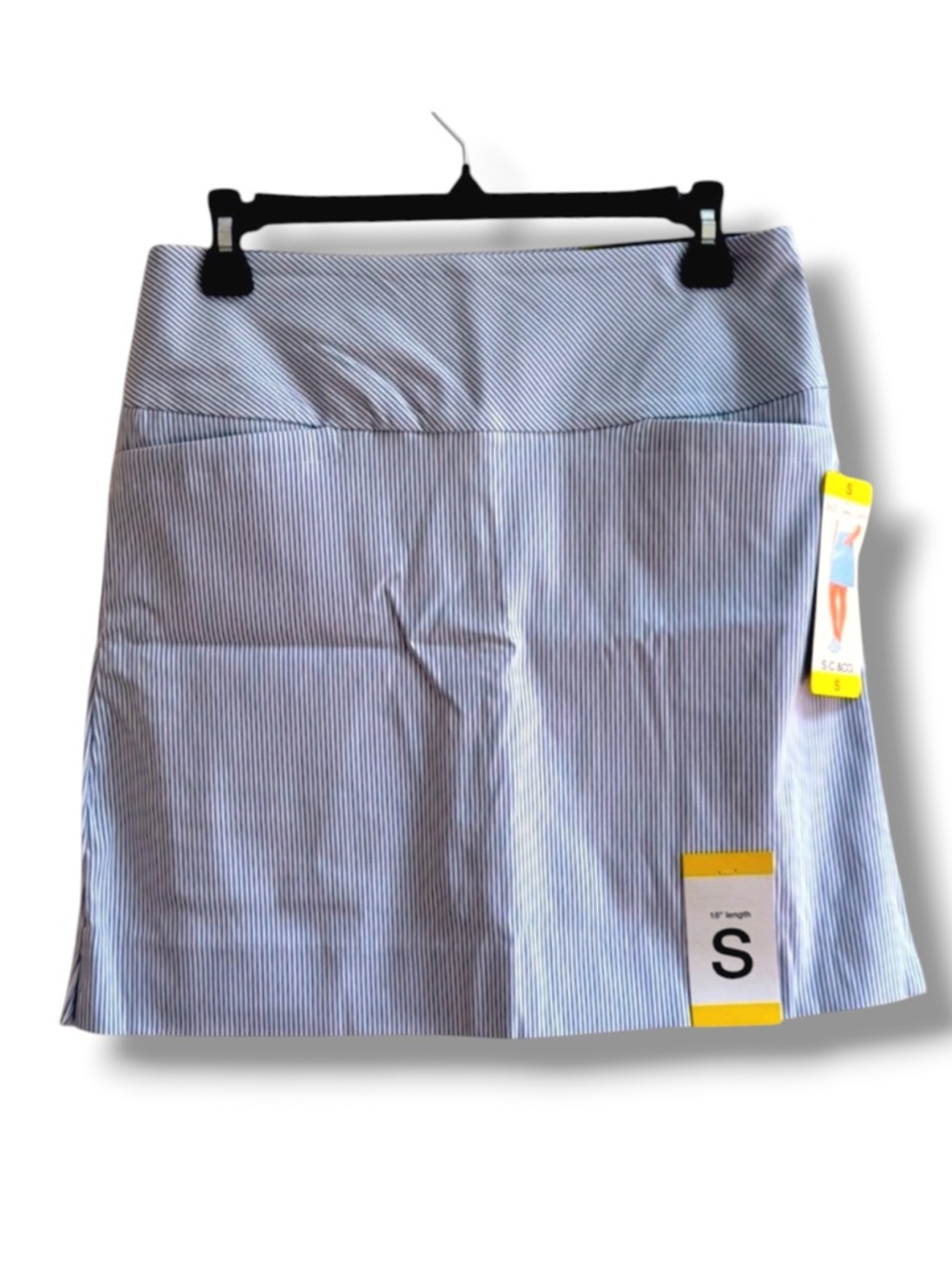 S.C. & Co Womens Small Tummy Control Blue Striped Skort 18” length